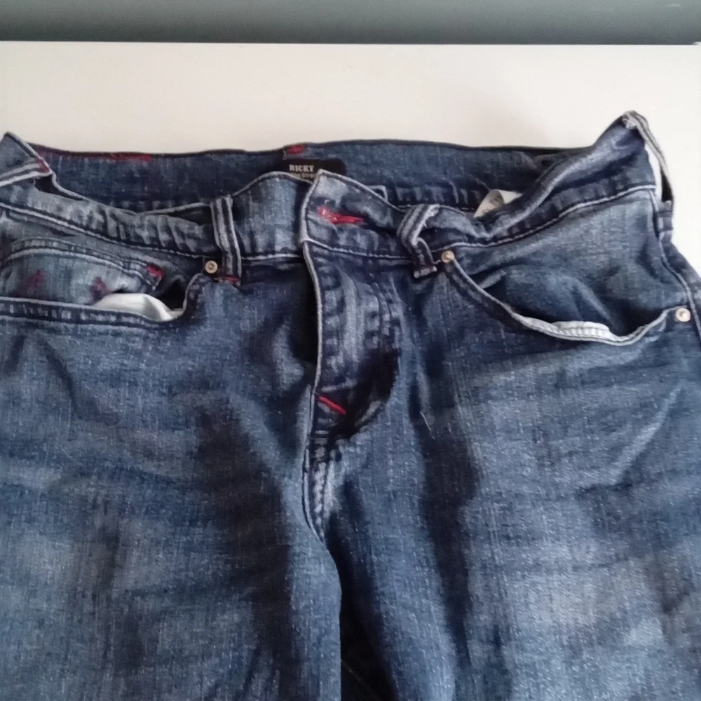 True Religion Ricky Relaxed Straight Denim Jeans‎ Men Blue Button Fly Size